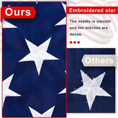 American Flag 3X5 FT Outdoor - USA Heavy Duty Nylon US Flags with Embroidered Stars, Sewn Stripes and Brass Grommets