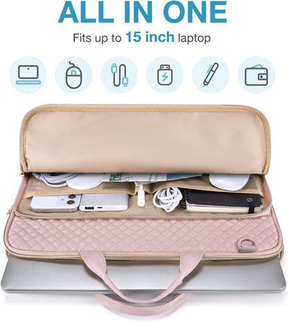 15.6 Inch Laptop Shoulder Bag, Laptop Sleeve Compatible with Macbook Pro 16 Inch,15.6 Inch Hp,Dell,Acer Aspire,Asus Notebook,Laptop Protective Case with Shoulder Strap,Pocket,Handle,Gray