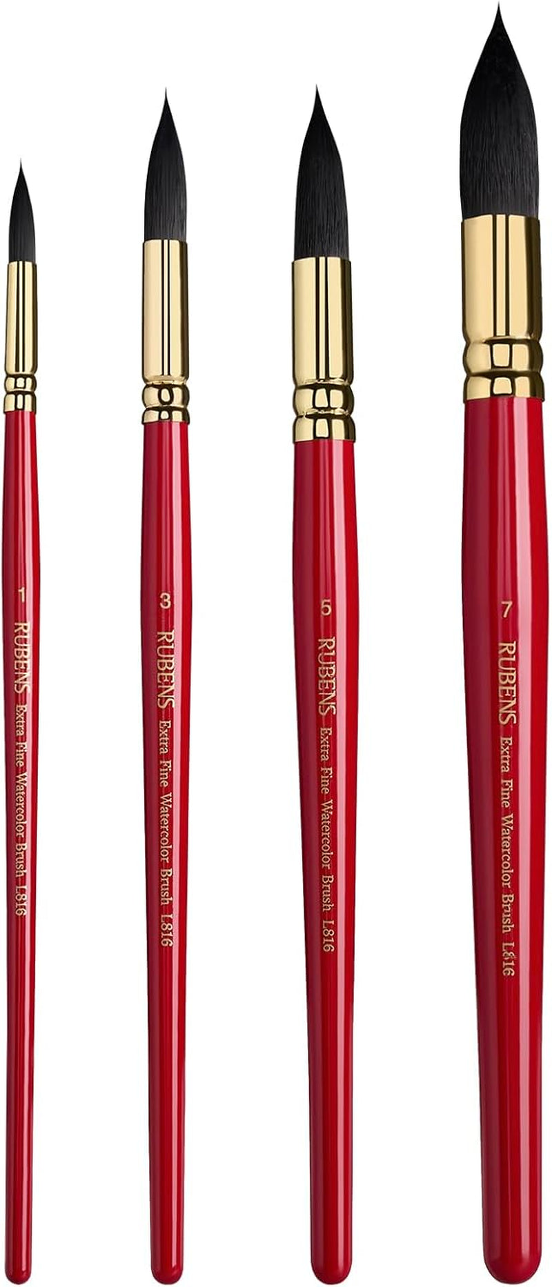 Watercolor Brushes Set, Synthetic Squirrel Hair Paint Brushes Kit for Artists, Adults and Hobbists, Pointed round Mop Brush for Watercolor, Gouache,4 Pcs （#1#3#5#7）