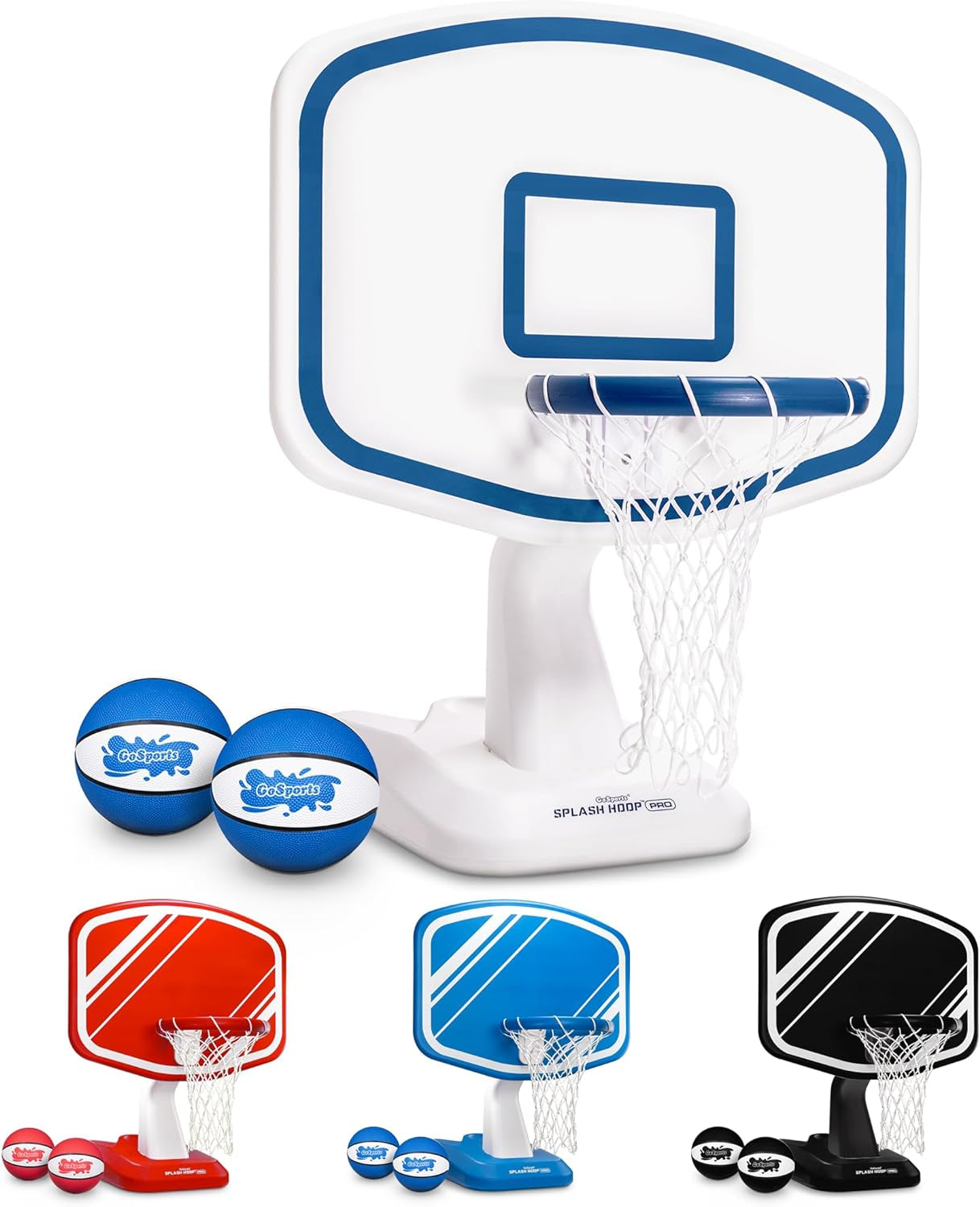 Splash Hoop Swimming Pool Basketball Game, Includes Poolside Water Basketball Hoop, 2 Balls and Pump – Choose Your Style