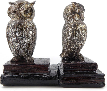 Decorative Bookends Owl Wide Eyed Rustic Retro Shabby Chic Unique Book Ends Birds Boho Farmhouse Home Decoration Office Library Shelves Stoppers Holder Nonskid Scholastic Kids Vintage