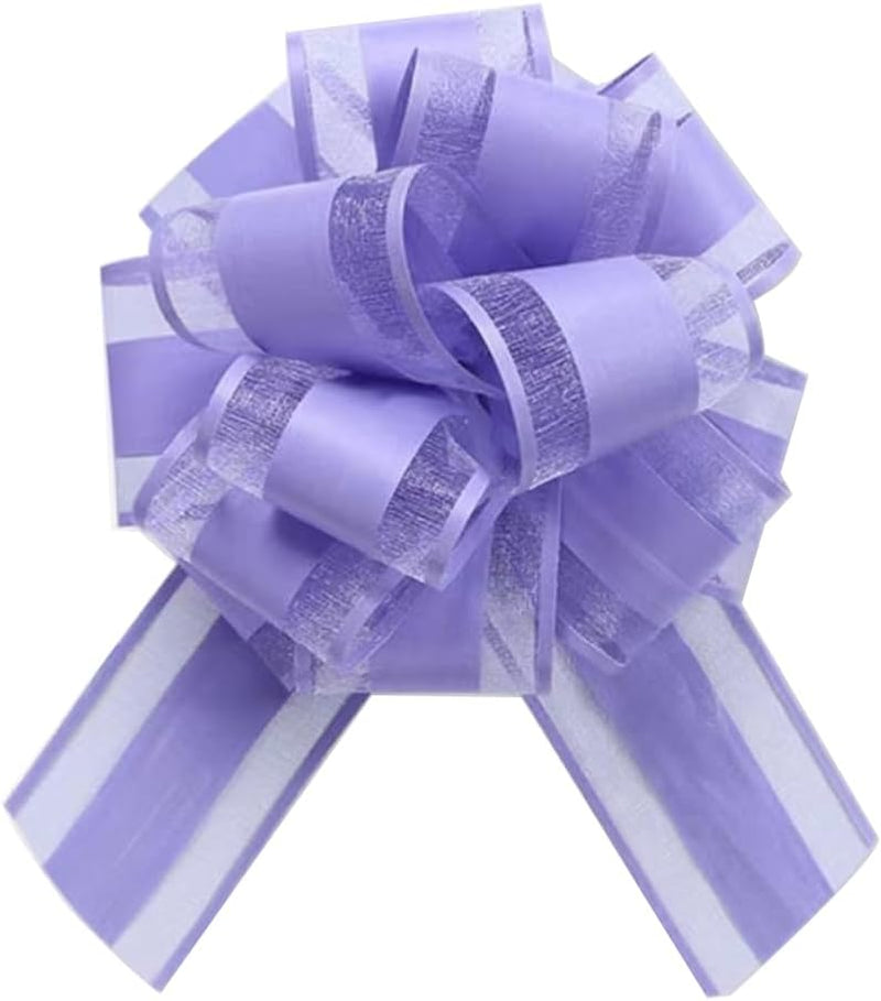 6 PCS Large Pull Bow,Light Purple Gift Bow,6 Inches,Christmas, Party Birthday Gift Wedding Ribbon Bows for Wrapping Boxes or Flower Decorations, Valentine'S Day Gift Decorations(Light Purple)