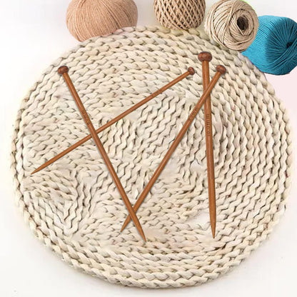 6 Pieces Bamboo Knitting Needles Set Single Point Knitting Needles 10 Inch Length Knitting Supplies for Handmade DIY Knitting (3 Sizes, 6Mm 8Mm 10Mm)