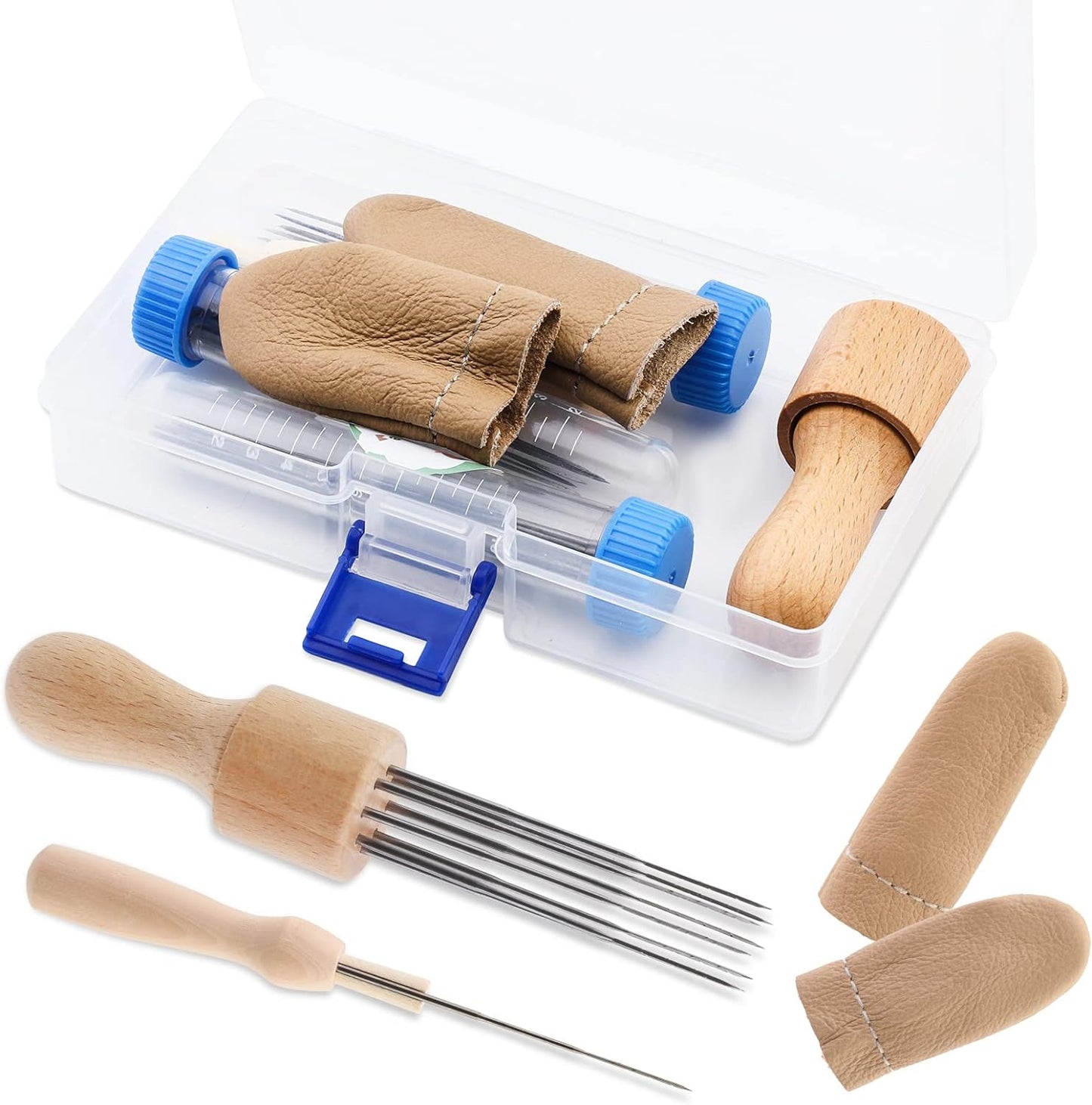 Needle Felting Tools, Needle Felting Supplies, Needle Felting Kit with 3 Size 30Pcs Needles Felting Needles,Wooden Handle, Finger Cots, Perfect for DIY Felting Wool Projects