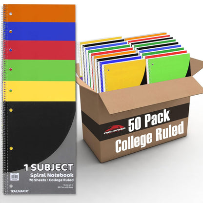 Bulk Notebooks 50 Pack - One Subject Notebooks College Ruled Bulk Notebooks for Kids, School, Journaling, Note Taking, Students, or Work