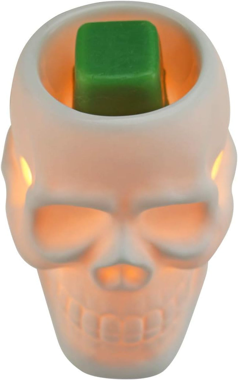 Skull Wax Warmer Plug in for Home Décor, Wax Warmer Night Light, Home Fragrance Diffuser, Bas-Relief Craft, 360 ° Rotatable 3-Prongs Plug, No Flame, with One More Bulb, Skull