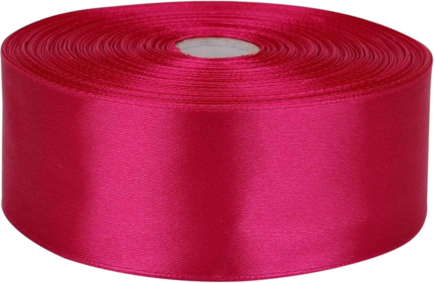 Satin Ribbon 50 Yards Solid Fabric Ribbons Roll for Wedding Invitations, Bridal Bouquets, Sewing, Party Decorations, Gift Wrapping and More (Rose Red, 1-1/2 Inch)