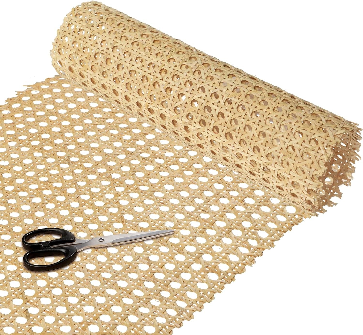 18 Inches Width Rattan Cane Webbing Roll Caning Material Weave Rattan Fabric Furniture for Caning Projects Pre Woven Open Mesh Cane for Cabinet Bed Chair Repair Caning Material DIY Supplies (2 Feet)