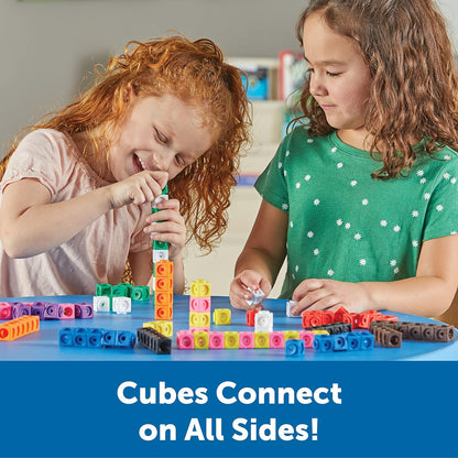 Mathlink Cubes - Set of 100 Cubes, Ages 5+ Kindergarten, STEM Activities, Math Manipulatives, Homeschool Supplies, Teacher Supplies