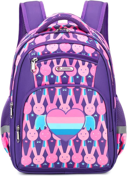 Backpack for Girls Boys School Bookbags Kindergarten Elementary Lightweight Waterproof Multifunctional Large Capacity for Backpack (Rainbow Rabbit)