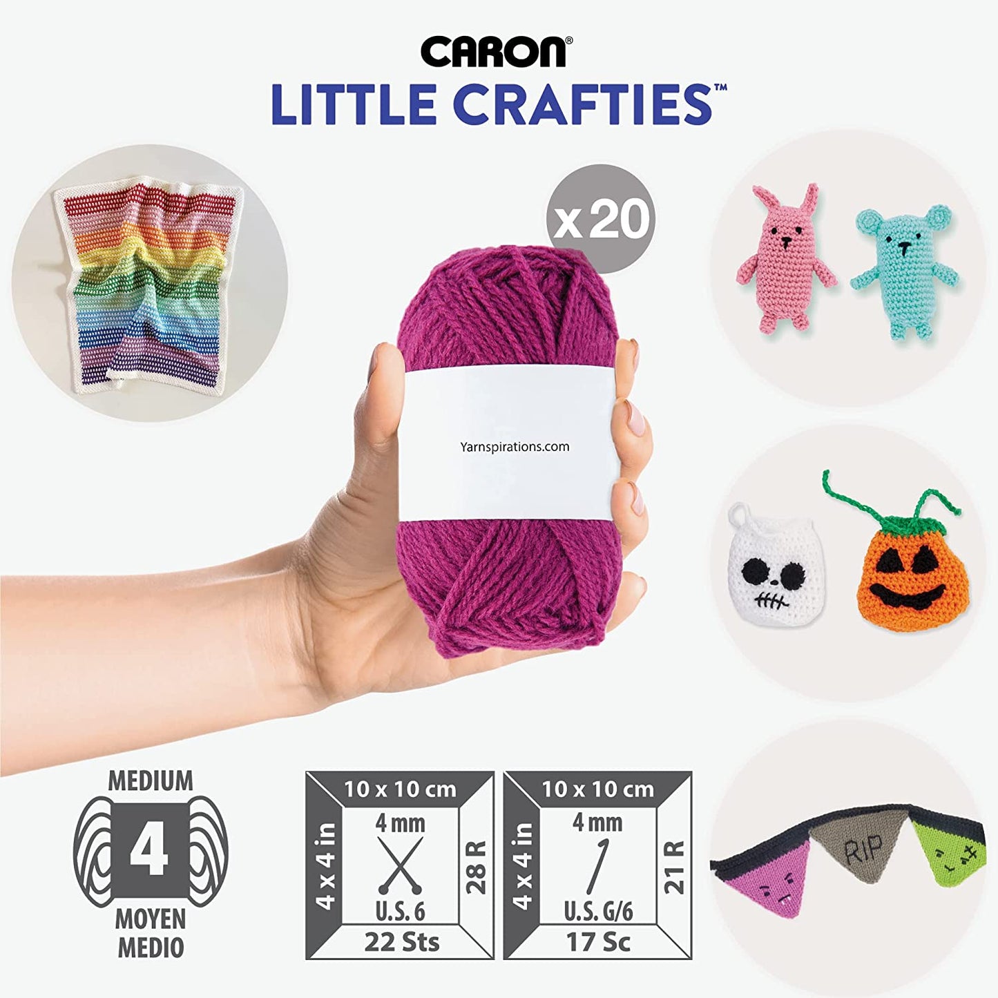 Little Crafties Acrylic Mini Yarn Multipack 20 Count (Pack of 1) – Knitting, Crocheting & Art Projects – Machine Washable & Dryable – Durable Light Weight Yarn Kit