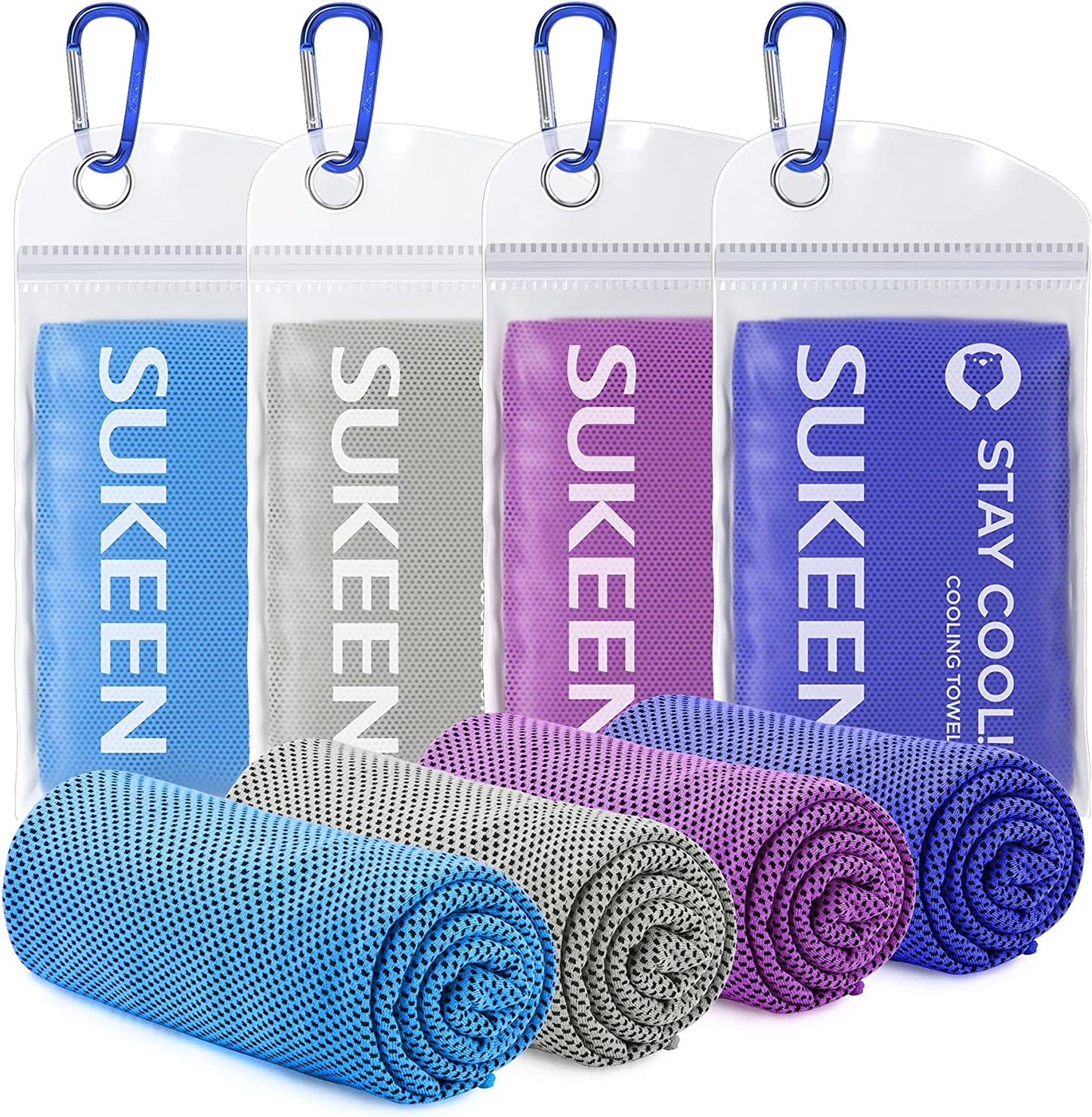 [4 Pack Cooling Towel (40"X12"), Ice Towel, Soft Breathable Chilly Towel, Microfiber Towel for Yoga, Sport, Running, Gym, Workout,Camping, Fitness, Workout & More Activities
