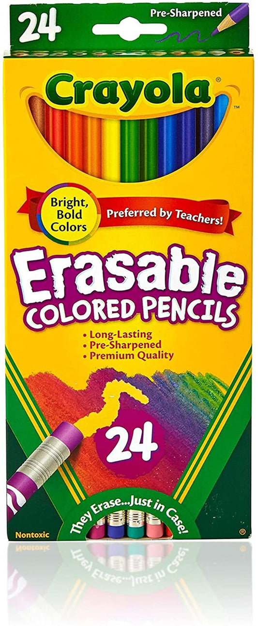 Erasable Colored Pencils (24Ct), Kids Colored Pencils for School, Back to School Supplies for Kids, Coloring Pencils, 6+