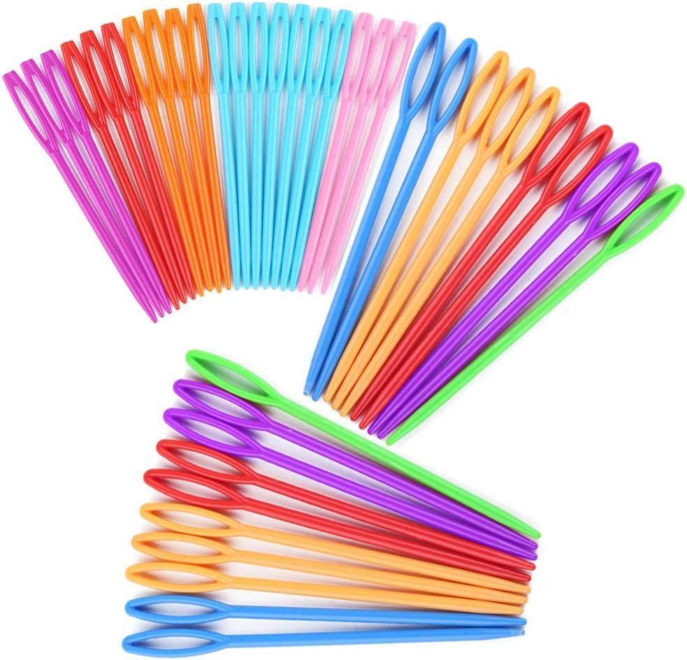 30 PCS Large Eye Plastic Needles, 2.7Inch/3.5Inch/5.9Inch Plastic Weaving Needles, Yarn Needles, Learning Needles, Safety Plastic Lacing Needles for DIY Sewing Handmade Crafts