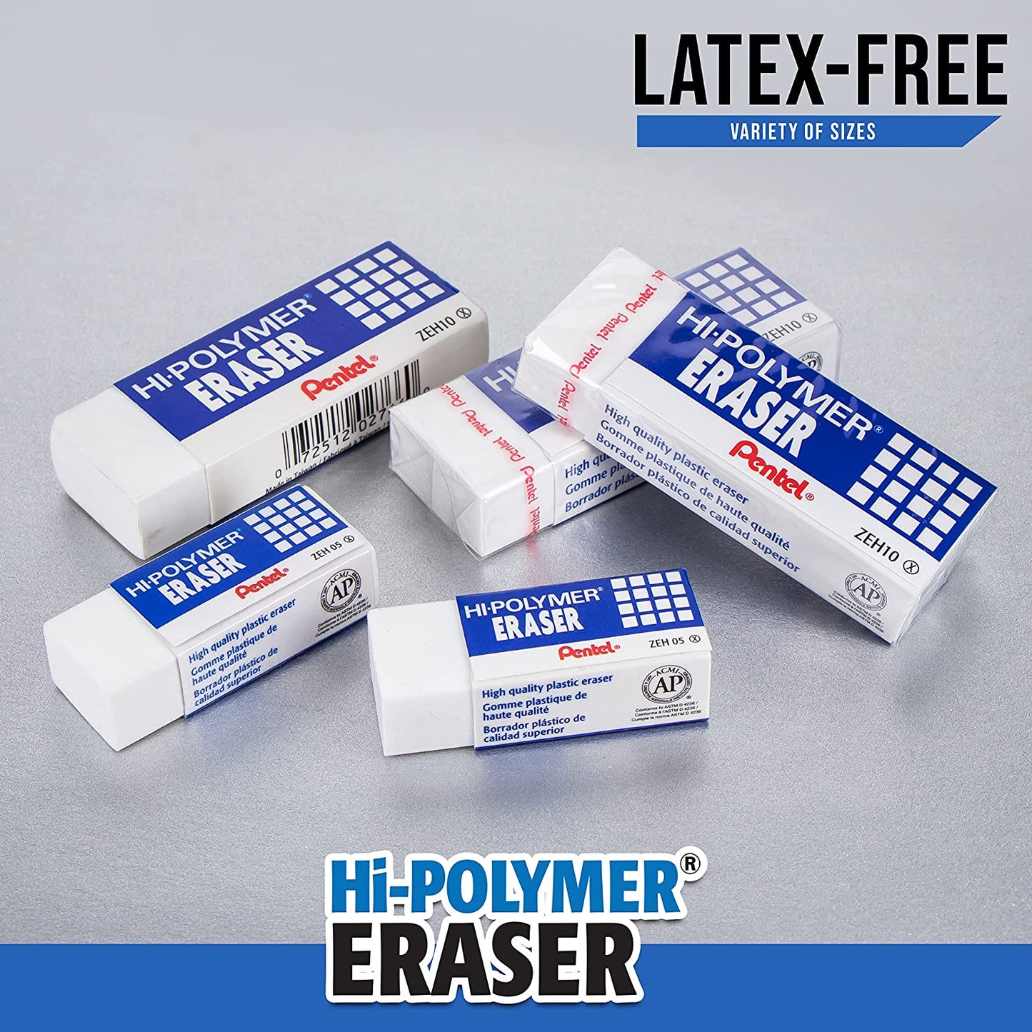 Hi-Polymer Block Eraser, Large, White, Pack of 10 ZEH-10 Erasers (ZEH10PC10)