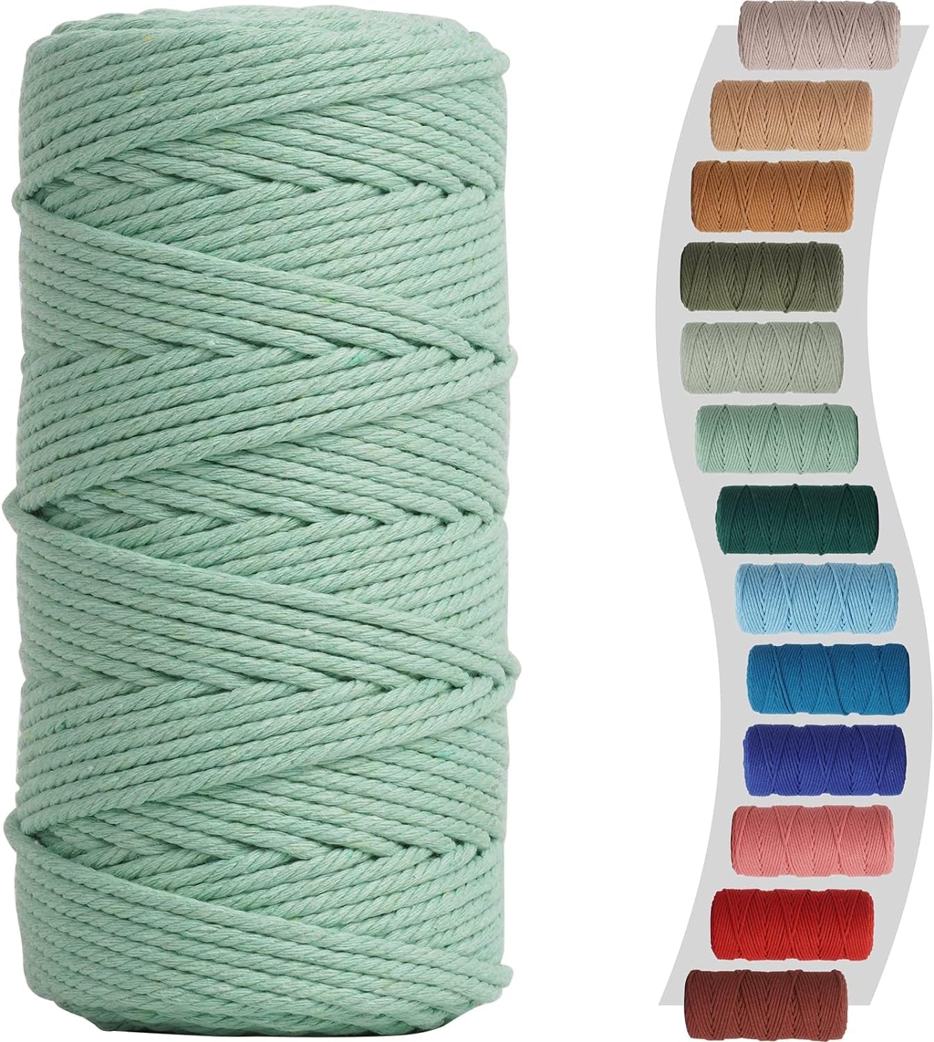 Sage Macrame Cord 3Mm X 220Yards, Colored Cotton Cord, Macrame Rope Macrame Yarn, Colorful Cotton Craft Cord for Macrame Plant Hangers, Macrame Wall Hanging, DIY Crafts