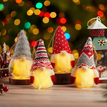 Gnome Christmas Ornaments, 8 Packs 5" Christmas Gnomes Ornaments, Lighted Christmas Tree Ornaments, Bulk for Coworkers