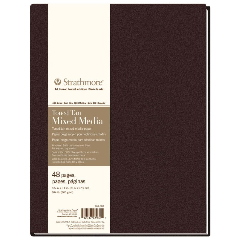 400 Series Art Journal Mixed Media Paper, Toned Tan, Hardbound Binding, 96 Page/48 Sheet, 8.5x11 inch, 1 Count