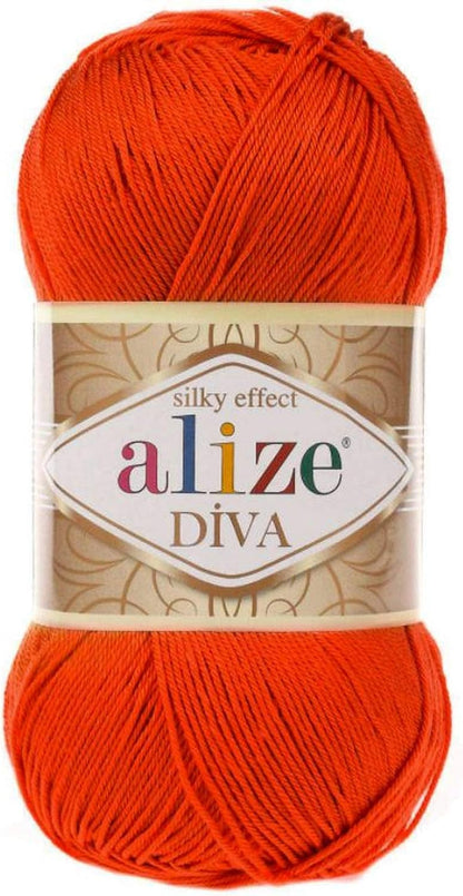 Diva Silk Effect 100% Microfiber Acrylic Yarn 1 Ball Skeins 100Gr 383Yds Color (361 - Navy)