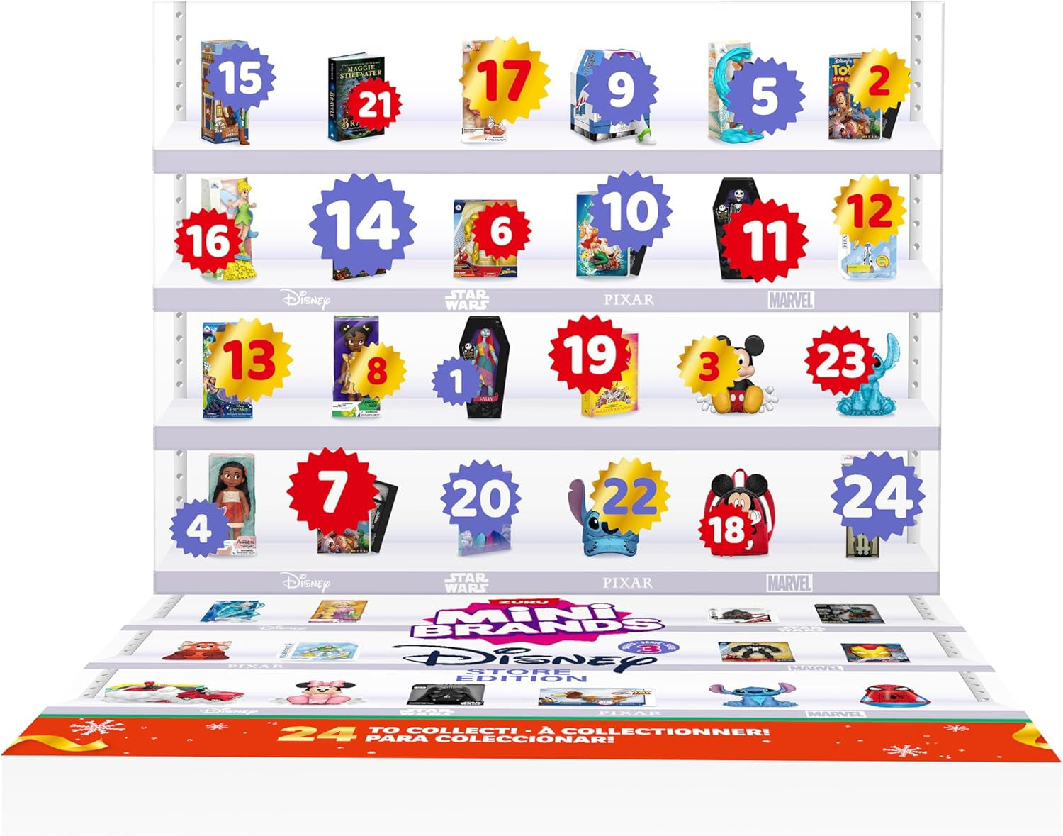 Disney Advent Calendar 2024 by   Limited Edition Advent Calendar, 24 Days of Suprises, Mini Figures, Fun Christmas Toys for Kids, Best Gift for Girls and Boys Ages 3+