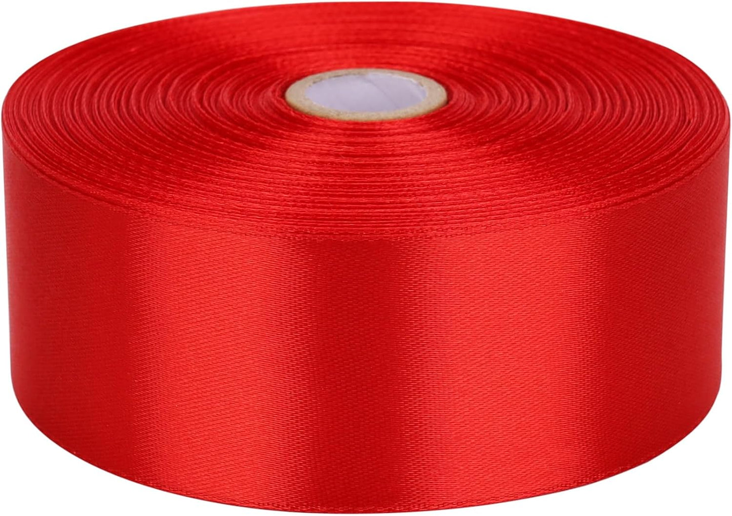 1-1/2 Inch Red Satin Ribbon 50 Yards Solid Fabric Ribbons Roll for Wedding Invitations, Bridal Bouquets, Sewing, Party Decorations, Gift Wrapping and More