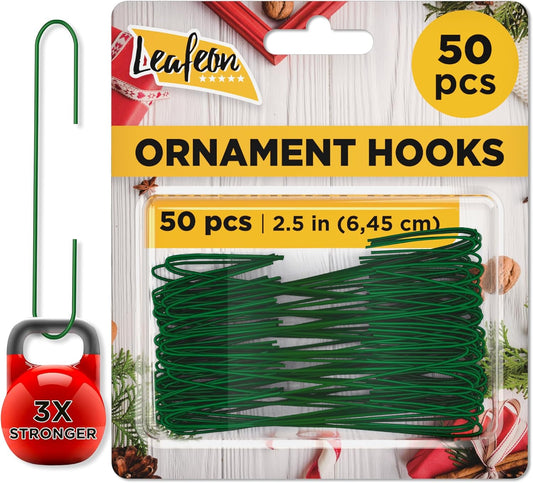 50 Pack Christmas Ornament Hooks – Essential Christmas Ornament Hangers – Great Ornament Hooks for Christmas Tree Decoration (Green)