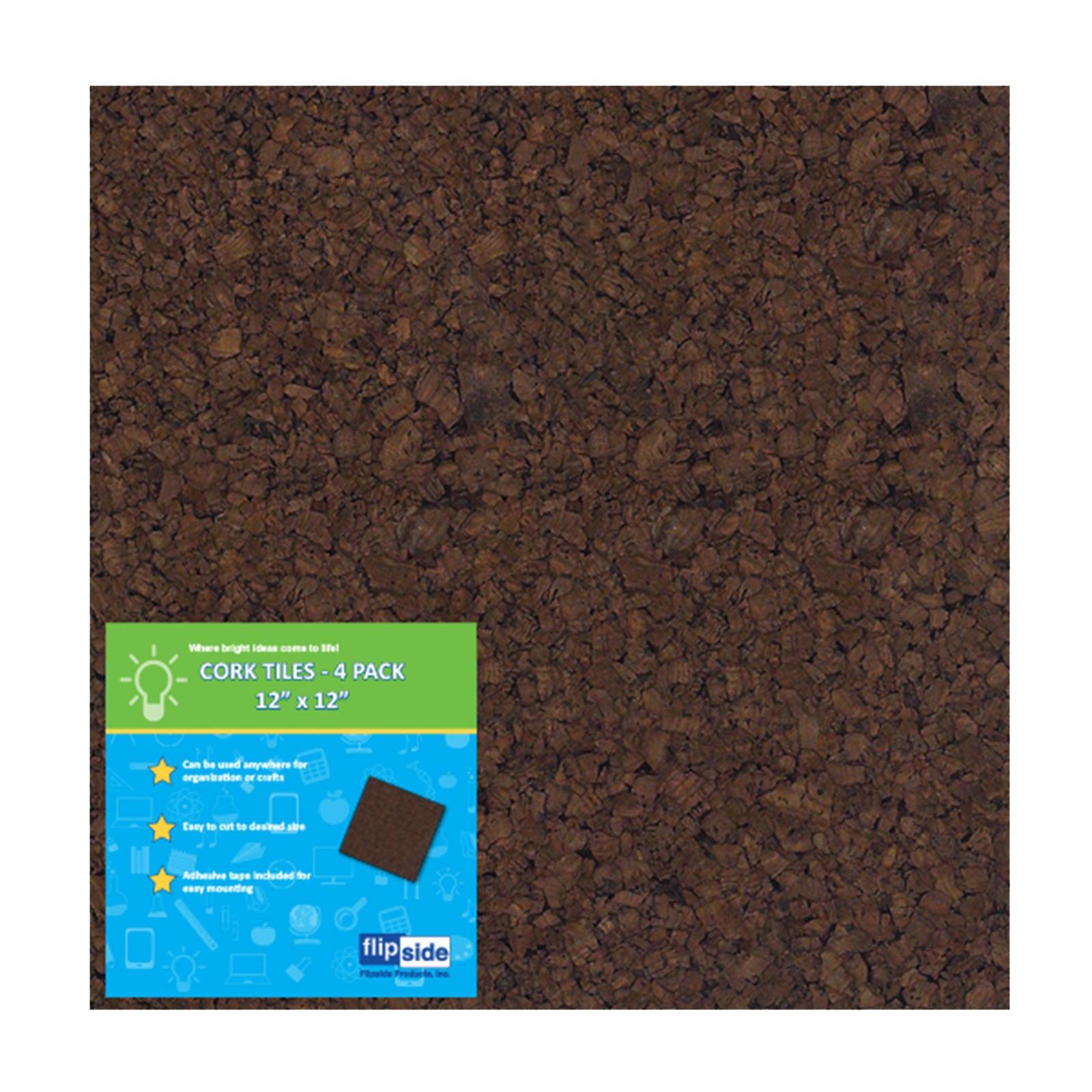 Dark Cork Tiles, 12" x 12", Pack of 4 - Loomini