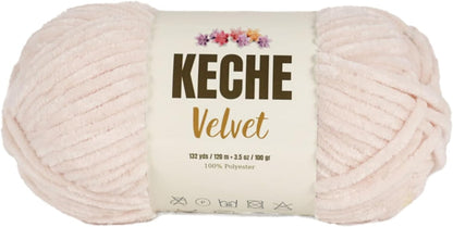 Velvet Yarn for Crocheting, Soft Chenille Bulky Baby Blanket Amigurumi Yarn 100 Gr (132 Yds) - Latte