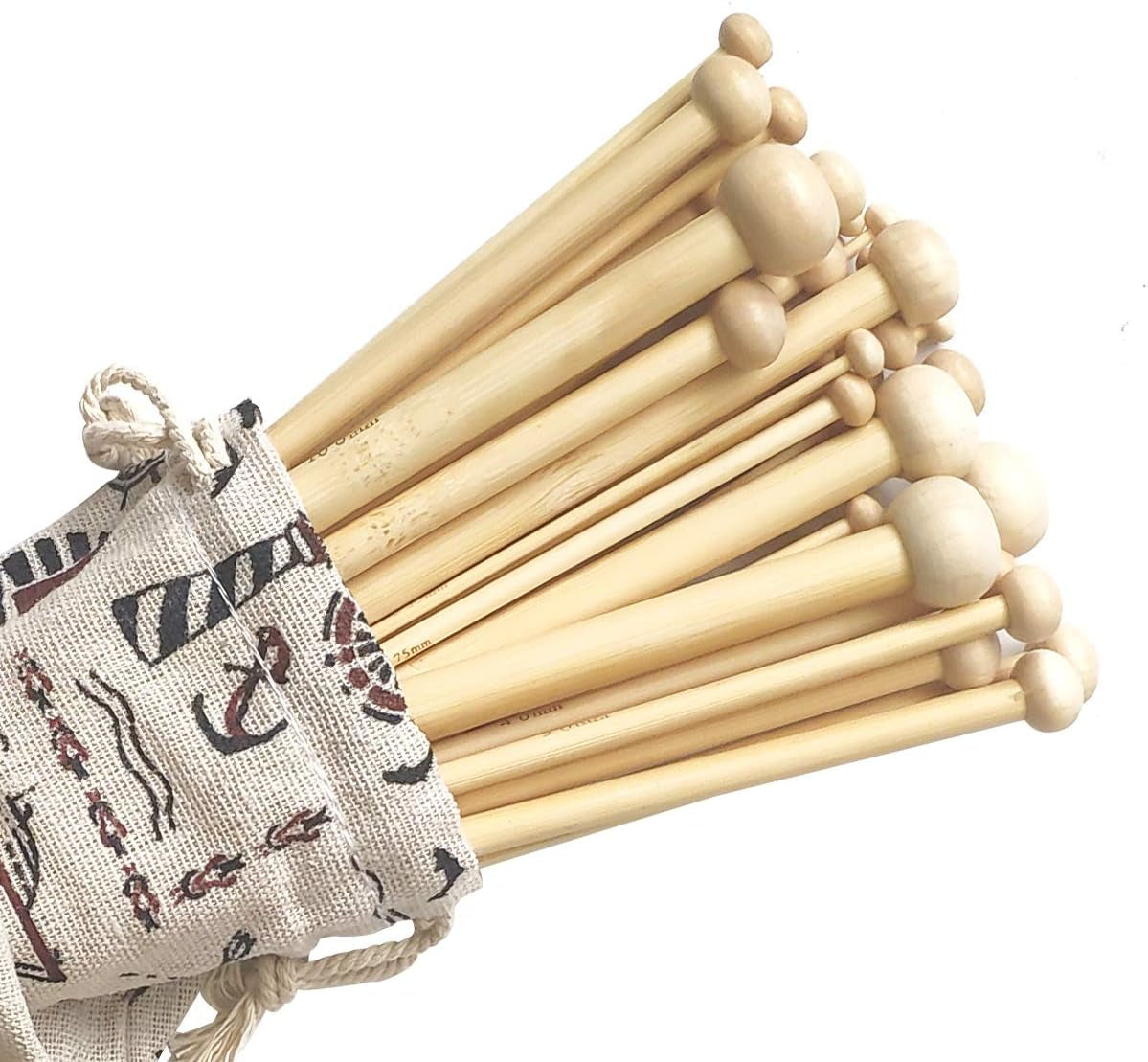 18 Pairs Smooth Bamboo Knitting Needles Set with Knitting Needle Case (36 Pcs - 18 Sizes: 2Mm – 10Mm)