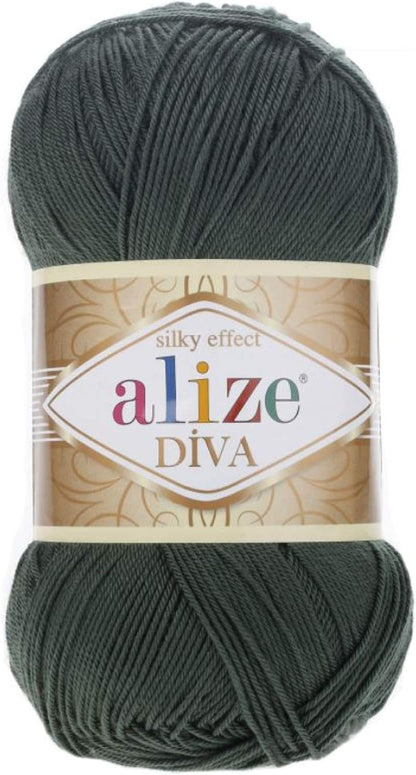 Diva Silk Effect 100% Microfiber Acrylic Yarn 1 Ball Skeins 100Gr 383Yds Color (361 - Navy)