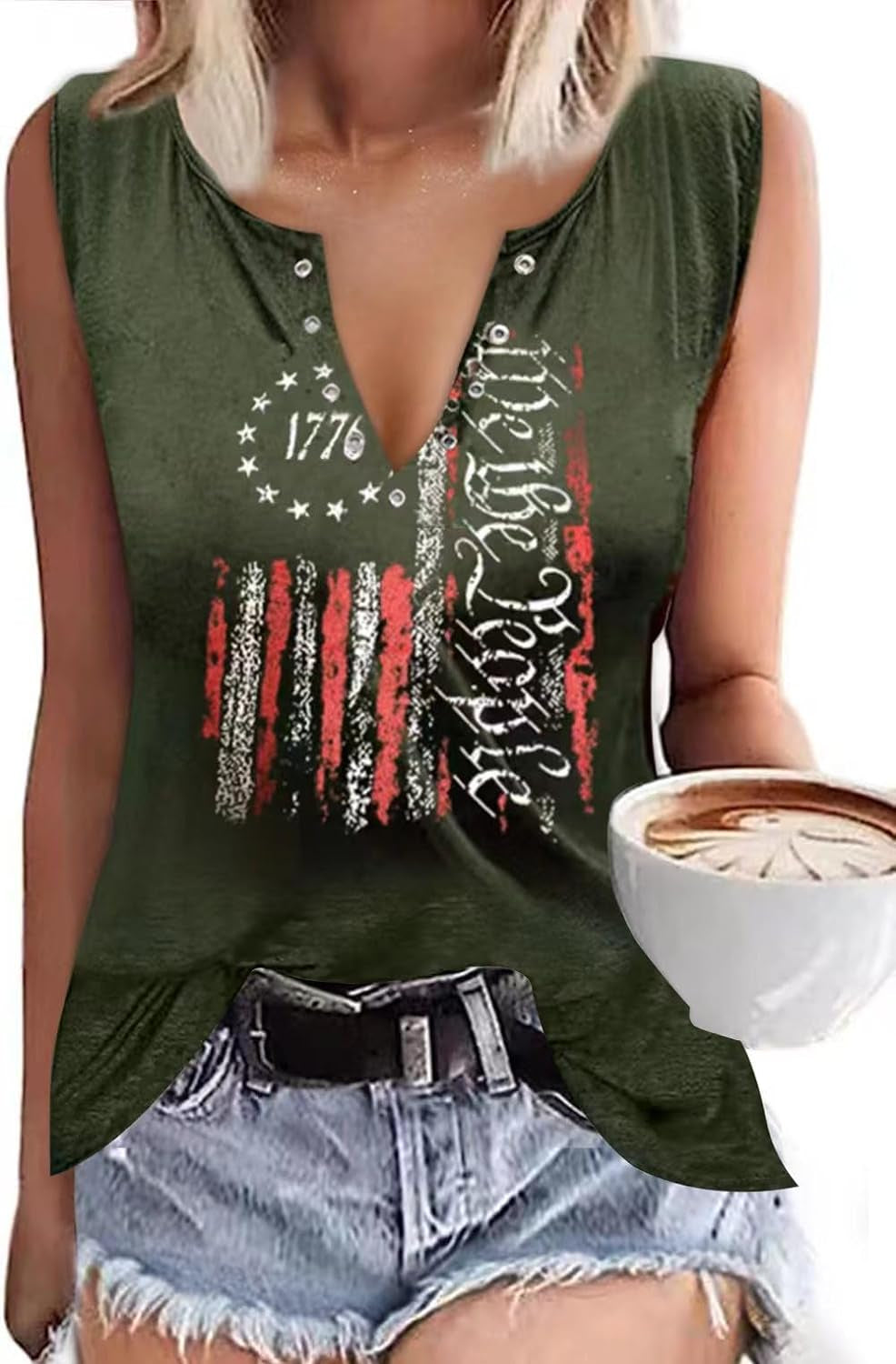 Women American Flag Shirt 4Th of July Independence Day Tank Tops Stars Stripes USA Patriotic Sleeveless Tee