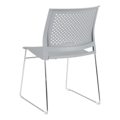 Chrome Sled Base Office Stack Chair with Perforated Seatback (Pack of 5), Gray