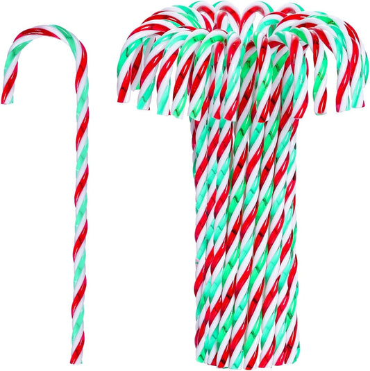 30 Pcs Christmas Candy Cane Ornament Plastic Christmas Tree Hanging Decoration for Xmas Gift Home Party Favor (Red White and Green)