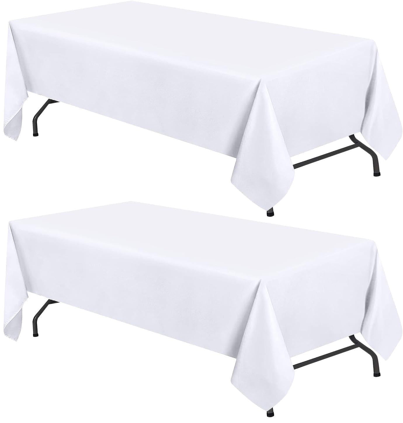 WEALUXE 2 Pack White Kitchen Table Cloth for Folding Table 4ft [ 60x84 in ]