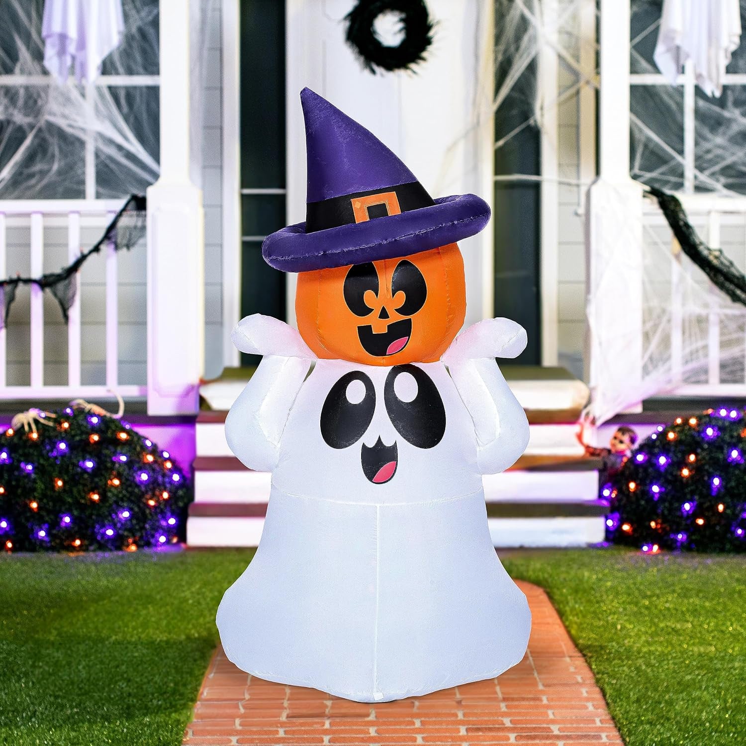 Halloween Inflatables 5FT Halloween Blow Up discount Ghost with LED Rotating Light & Pump