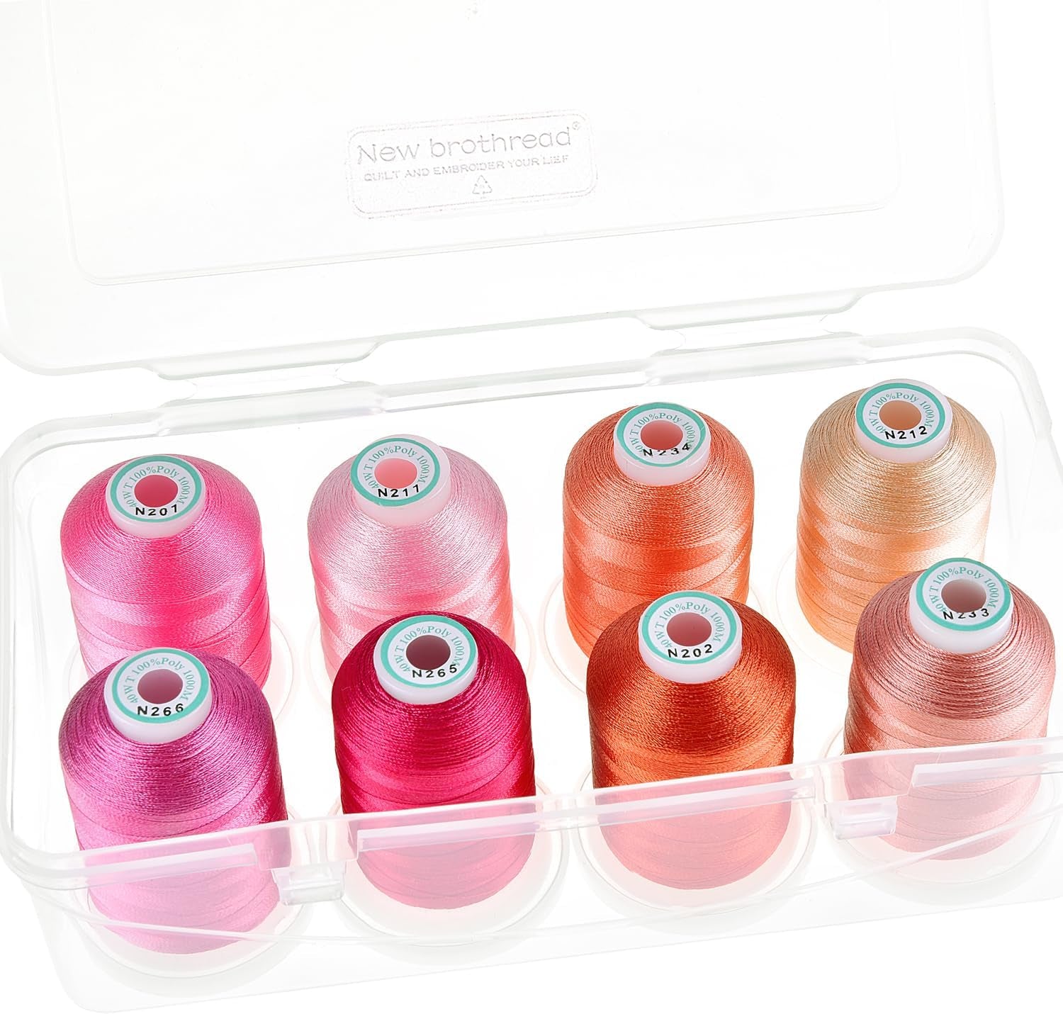 - 20 Options - 8 Snap Spools of 1000M Each Polyester Embroidery Machine Thread with Clear Plastic Storage Box for Embroidery & Quilting - Variegated Color1