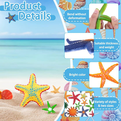 16 Pieces Big Diving Pool Toys, Beach Colorful Starfish Summer Swimming Underwater Pool Toys Soft Rubber Dive Throw for Kids Birthday Swimming Pool Party Favors Fish Tank Stuffer (2 Sizes)