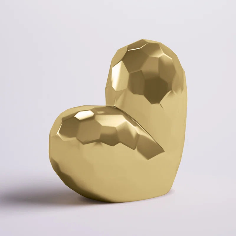 Heart Decor Sculpture - Contemporary Ceramic Heart Decorative Table Accent for Home, Office, Event Decor - Love Romance Gift Idea