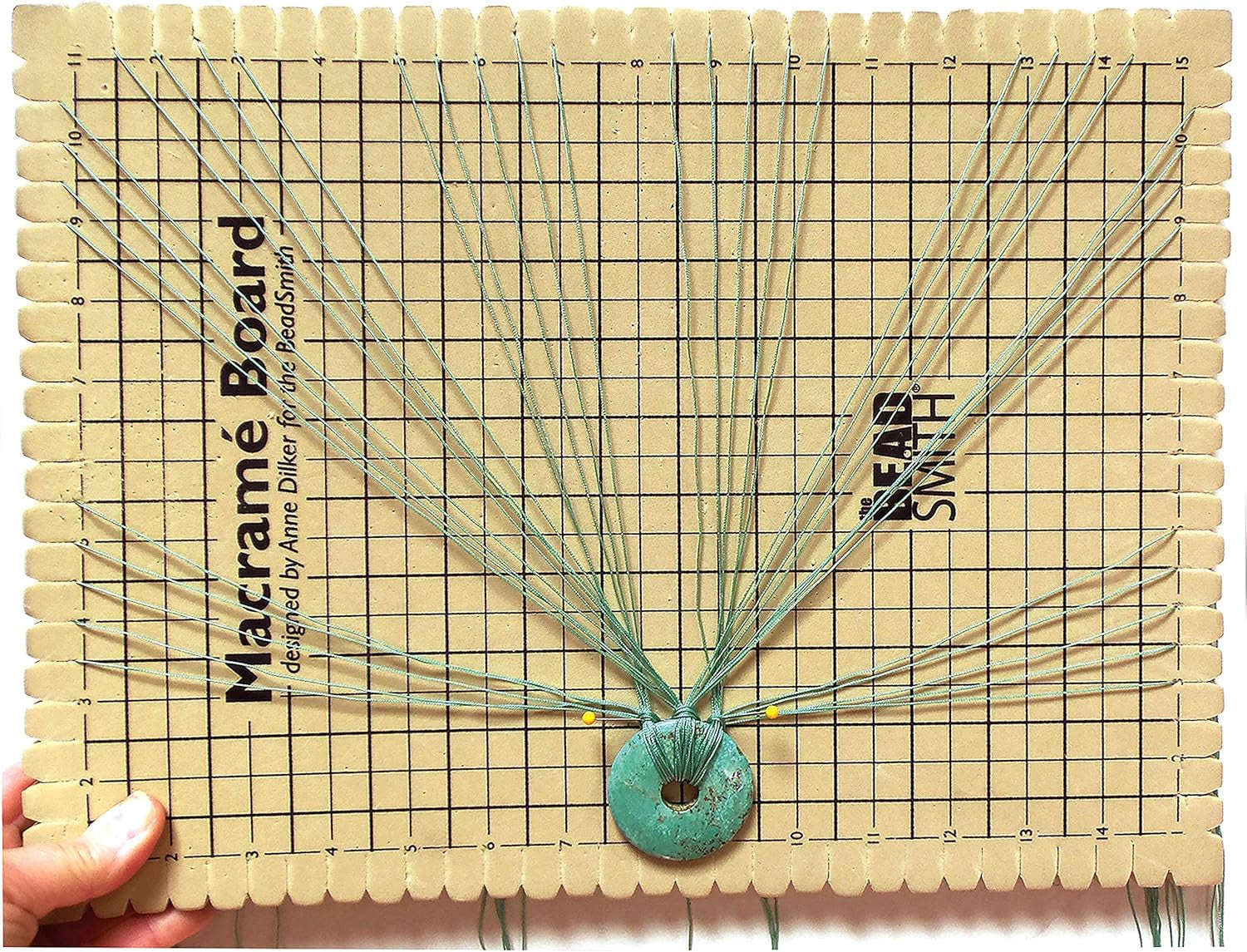 Mini Macrame Board, 7.5 X 10.5 Inches, 0.5-Inch-Thick Foam, 6 X 9" Grid for Measuring, Bracelet Project with Instructions Included, Create Macrame and Knotting Creations