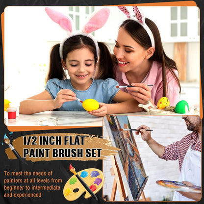 20 Pcs Flat Acrylic Paint Brush Wide Paint Brushes Watercolor Quality Synthetic Artist Paint Small Brush Bulk Painting Brush for Detail Art Painting Oil for Kids Students (Black, 1/2 Inch)