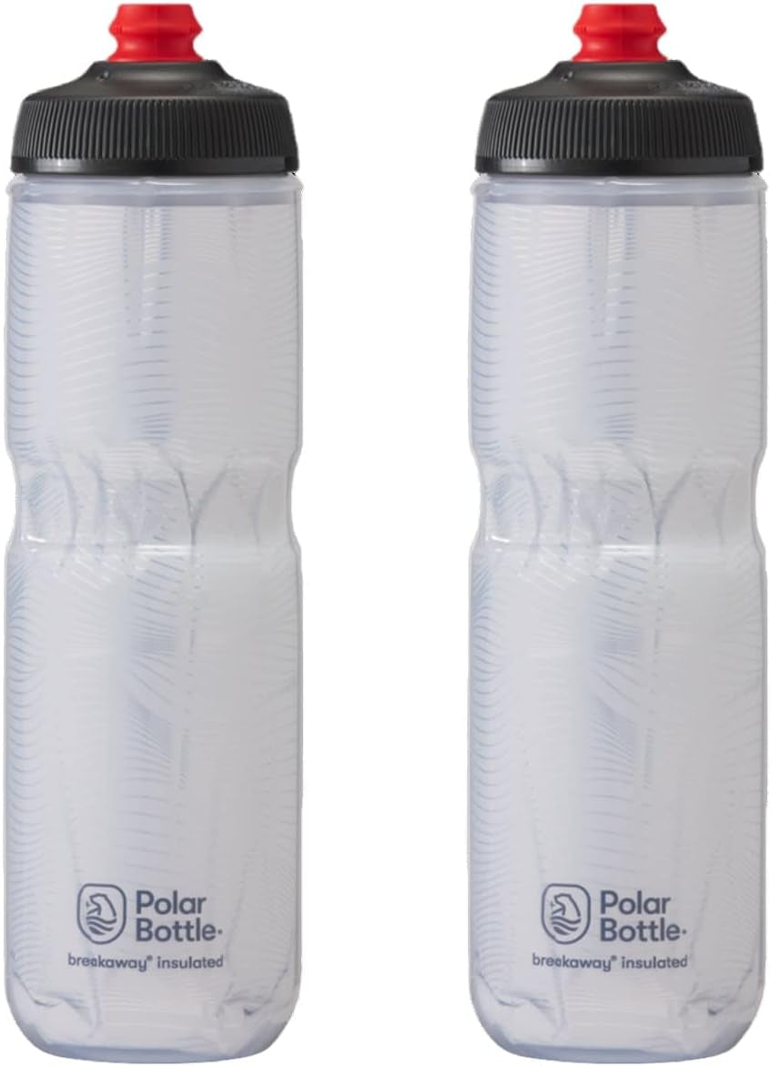 Breakaway Insulated Water Bottle - BPA Free, Cycling & Sports Squeeze Bottle (Bolt - Charcoal, 20 Oz) - 2 Pack