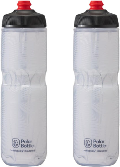 Breakaway Insulated Water Bottle - BPA Free, Cycling & Sports Squeeze Bottle (Bolt - Charcoal, 20 Oz) - 2 Pack