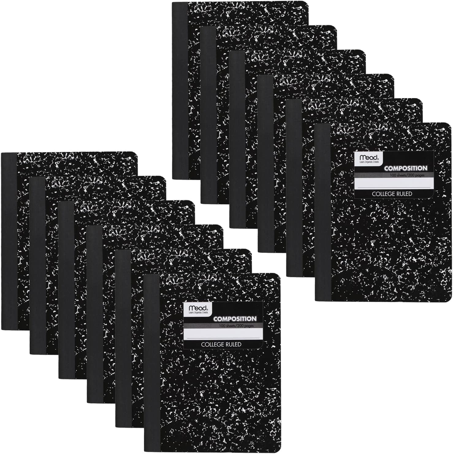 Composition Notebooks, 3 Pack, College Ruled Paper, 9-3/4" X 7-1/2", 100 Sheets per Comp Book, Black Marble ()