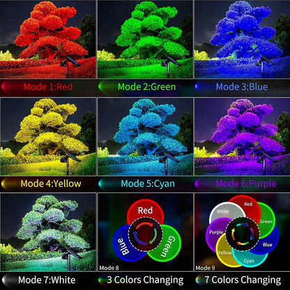 Solar Lights Outdoor Waterproof - Color Changing Solar Spot Lights Outside, Solar Powered Spotlight Landscape Lighting Halloween Spotlights for Tree Garden Yard Pathway Driveway House Christmas