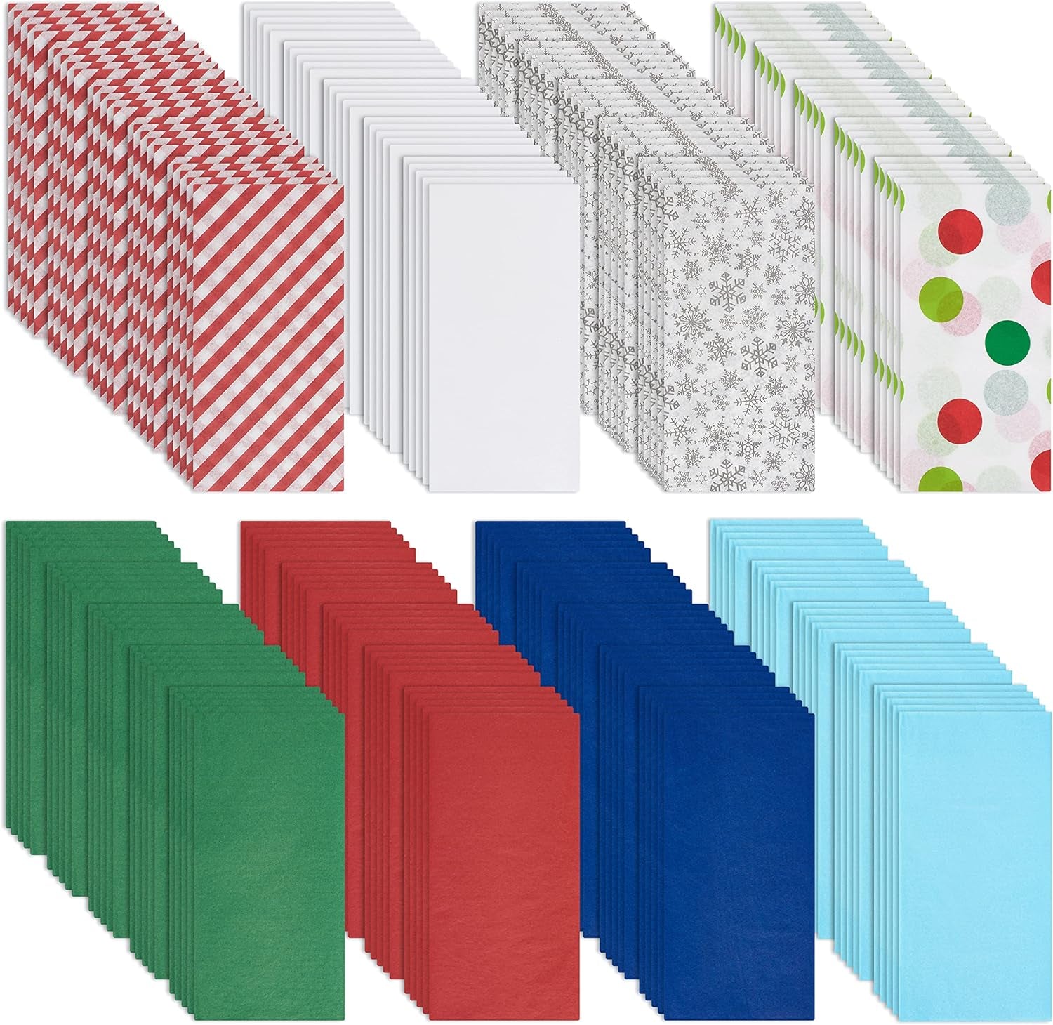 200 Sheets 20 In. X 20 In. Bulk Tissue Paper (Winter Assortment) for Christmas, Hanukkah and All Holidays