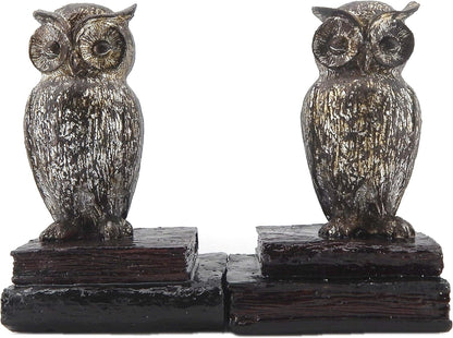 Decorative Bookends Owl Wide Eyed Rustic Retro Shabby Chic Unique Book Ends Birds Boho Farmhouse Home Decoration Office Library Shelves Stoppers Holder Nonskid Scholastic Kids Vintage