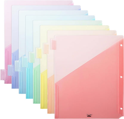 - Binder Dividers with Pockets and Tabs, 8 Pack, Pocket Dividers for 3 Ring Binder with Tabs, Binder Dividers with Pockets, Dividers with Pockets, Binder Divider, Plastic Dividers with Pockets
