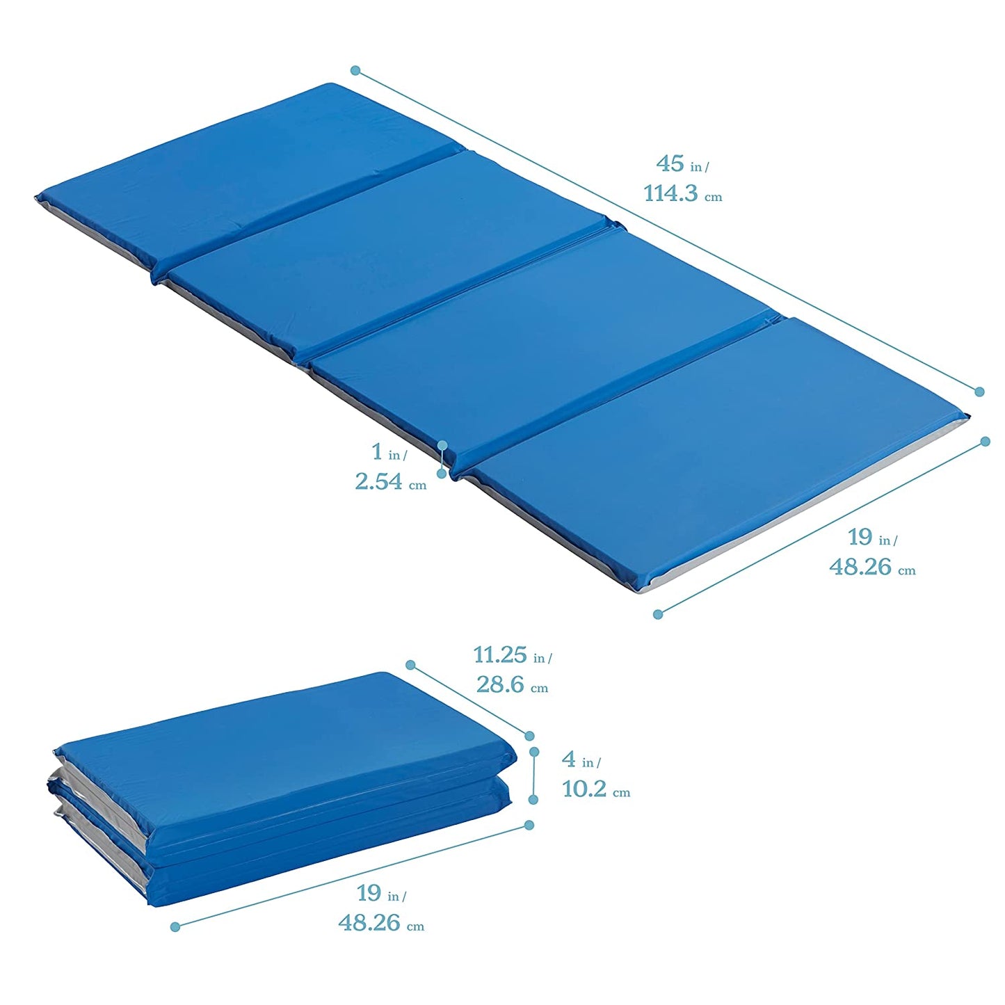 Everyday Folding Rest Mat, 4-Section, 1In, Sleeping Pad, Blue/Grey, 5-Pack