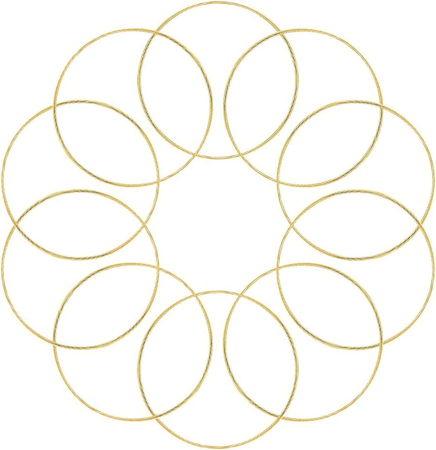 10Pcs 6 Inch Gold Metal Rings for Crafts Dream Catcher Ring, Metal Hoops for Dream Catcher and Crafts Centerpiece Table Decorations