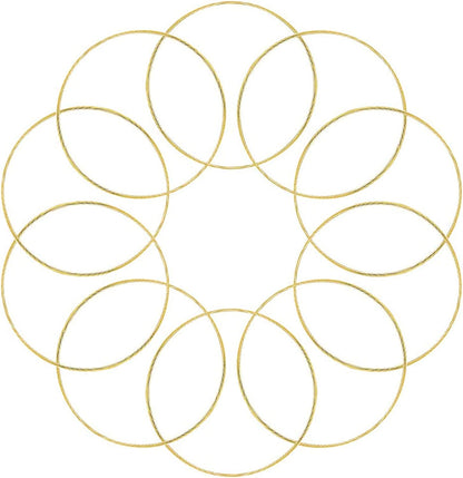 10Pcs 6 Inch Gold Metal Rings for Crafts Dream Catcher Ring, Metal Hoops for Dream Catcher and Crafts Centerpiece Table Decorations